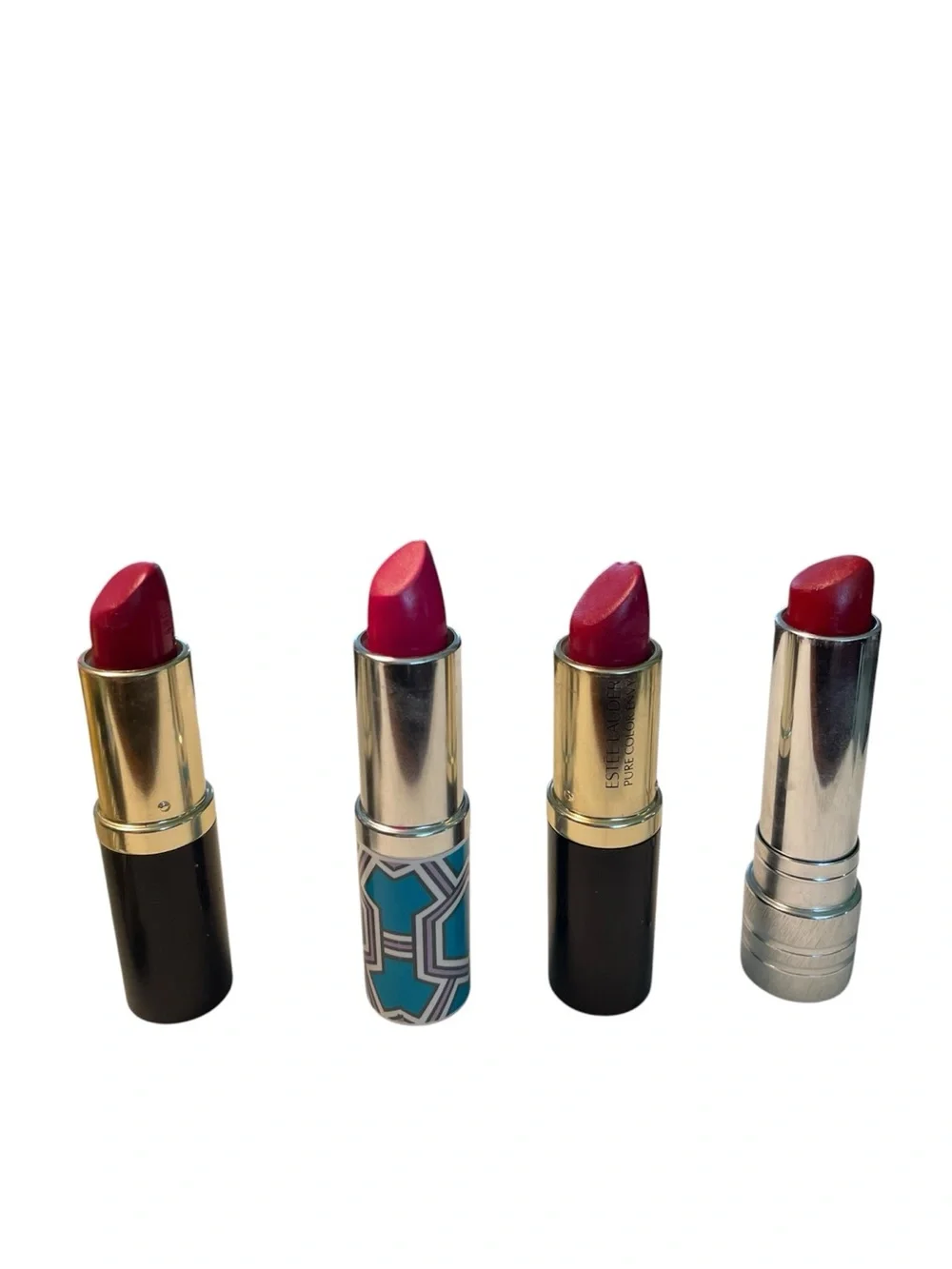 4 Tubes of Bright Red:Pink Lipstick Clinique Estée Lauder High Impact Rouge